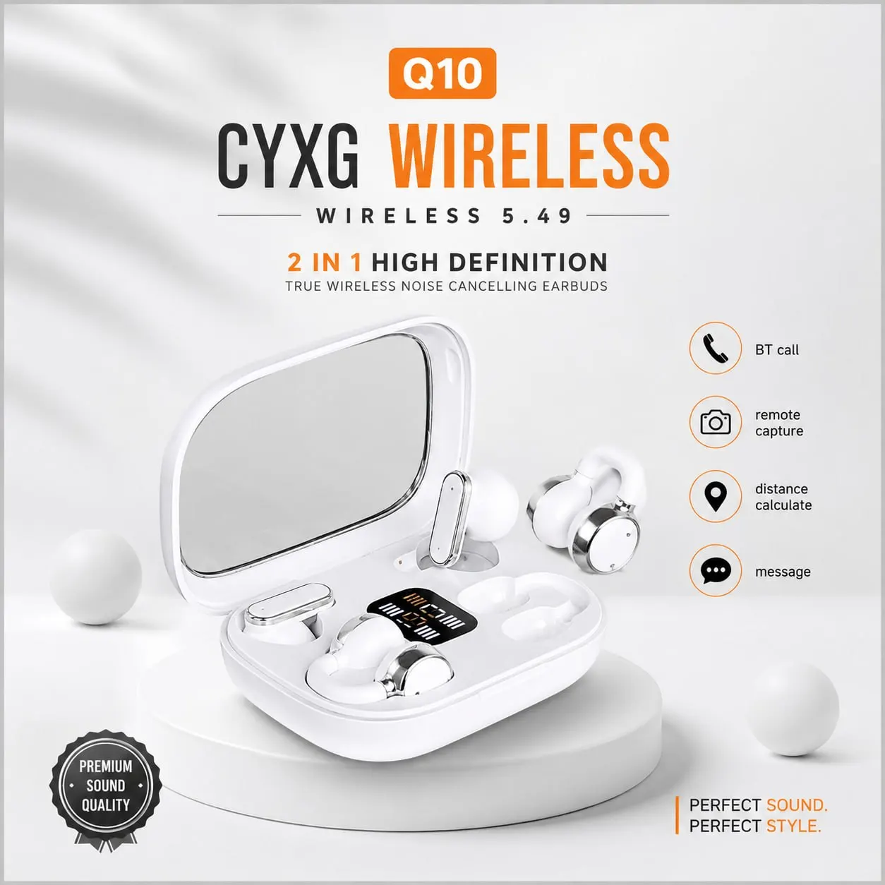 Q10 (2) Q10 HiFi Stereo Sports Noise Reduction Earbuds - Image 1