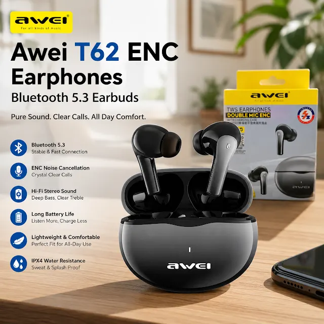 Awei T62 True Wireless Earbuds Awei T62 True Wireless Earbuds