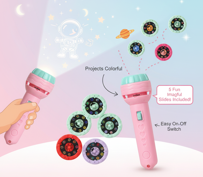 4EBQ794EW1wtUng8zKOgtlLLGFJM8oFsaVRkhbte Mini Projector Torch Kids Flashlight - Image 1